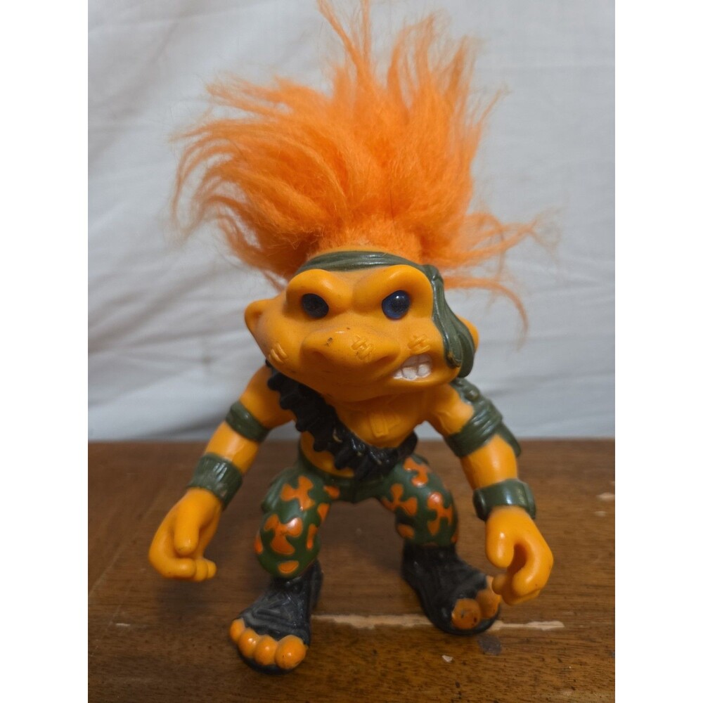 Hasbro Battle Trolls Orange Troll w/ Orange Hair Camouflage Uniform Vintage 1992